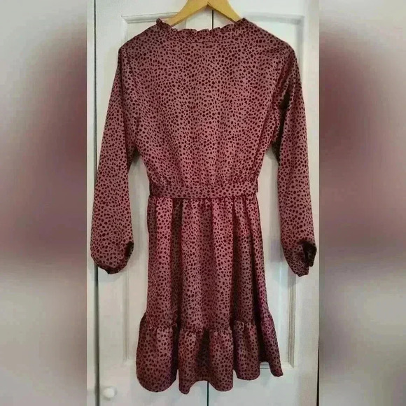 LOFT Leopard print mini dress | Mauve pink and black| size Medium Petite - Picture 2 of 4